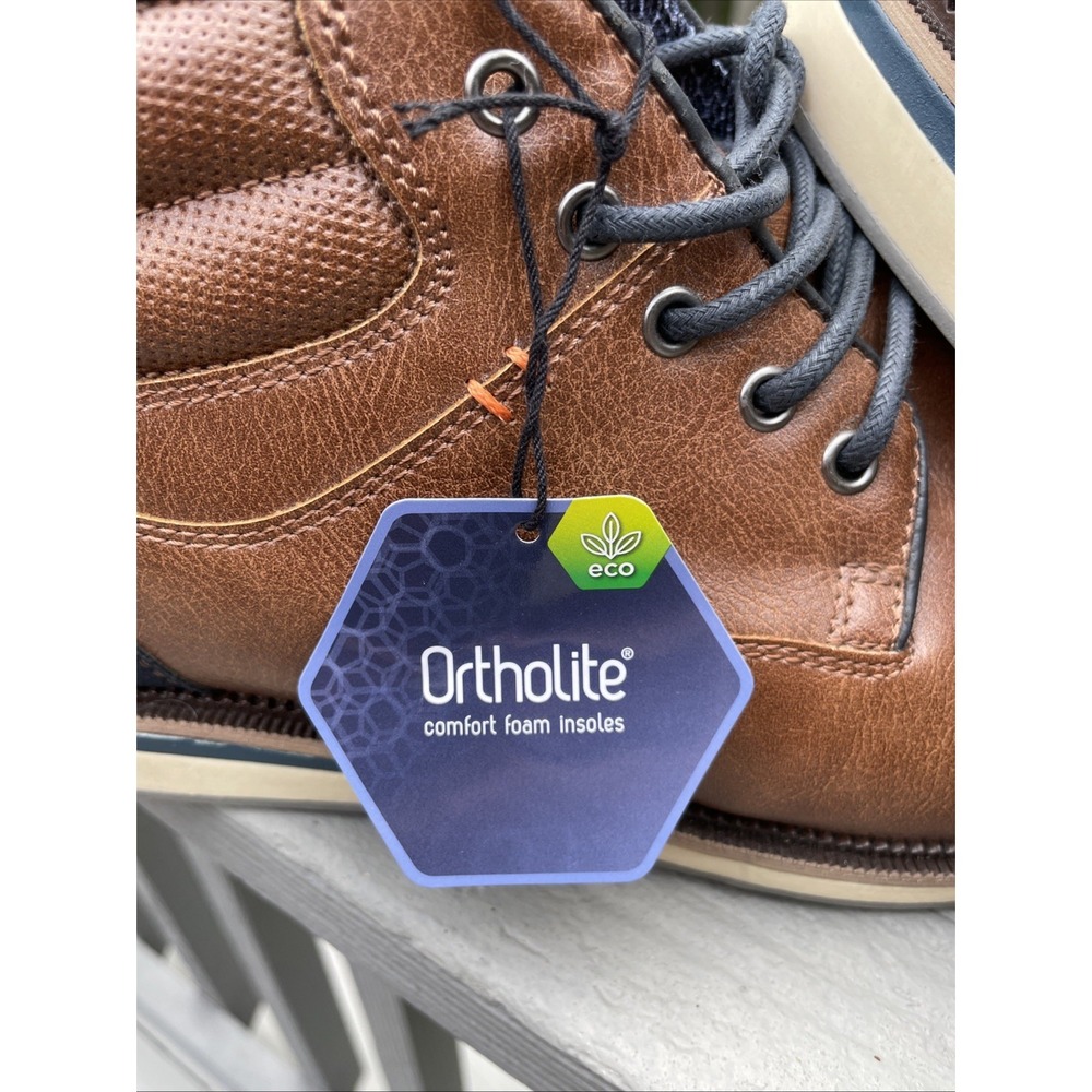 Sonoma Mens Chukka Boots 11W Ortholite Eco Brown Navy Lace Up Casual Comfort NWT - Picture 11 of 12